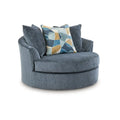 Maxo Accent Oversize Chair, 56 Inch, 360 Swivel, 3 Throw Pillows, Blue