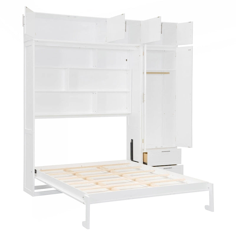 Versatile letto a scomparsa matrimoniale queen size con contenitore integrato e design pieghevole per ottimizzare lo spazio