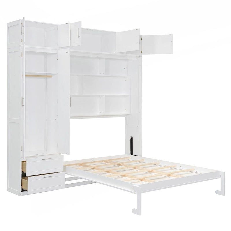 Versatile letto a scomparsa matrimoniale queen size con contenitore integrato e design pieghevole per ottimizzare lo spazio