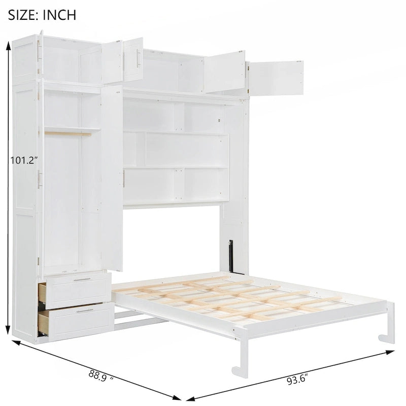 Versatile letto a scomparsa matrimoniale queen size con contenitore integrato e design pieghevole per ottimizzare lo spazio
