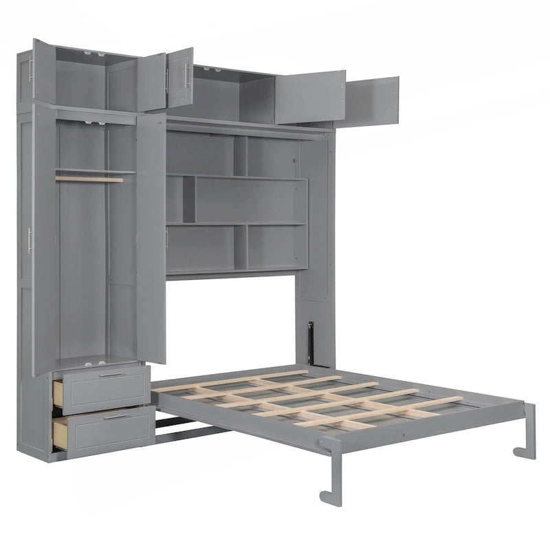 Versatile letto a scomparsa matrimoniale queen size con contenitore integrato e design pieghevole per ottimizzare lo spazio