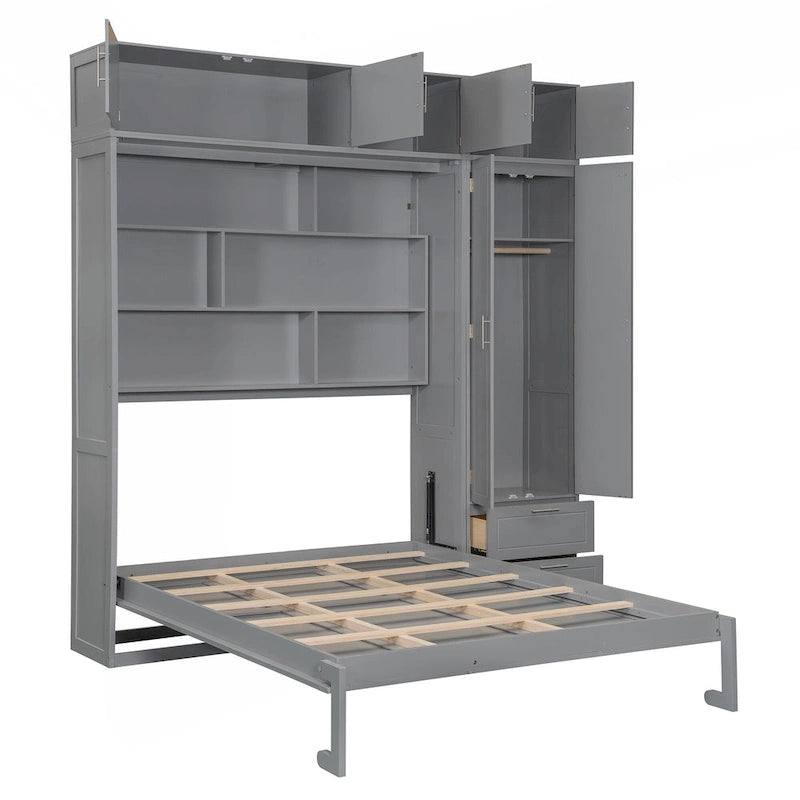 Versatile letto a scomparsa matrimoniale queen size con contenitore integrato e design pieghevole per ottimizzare lo spazio