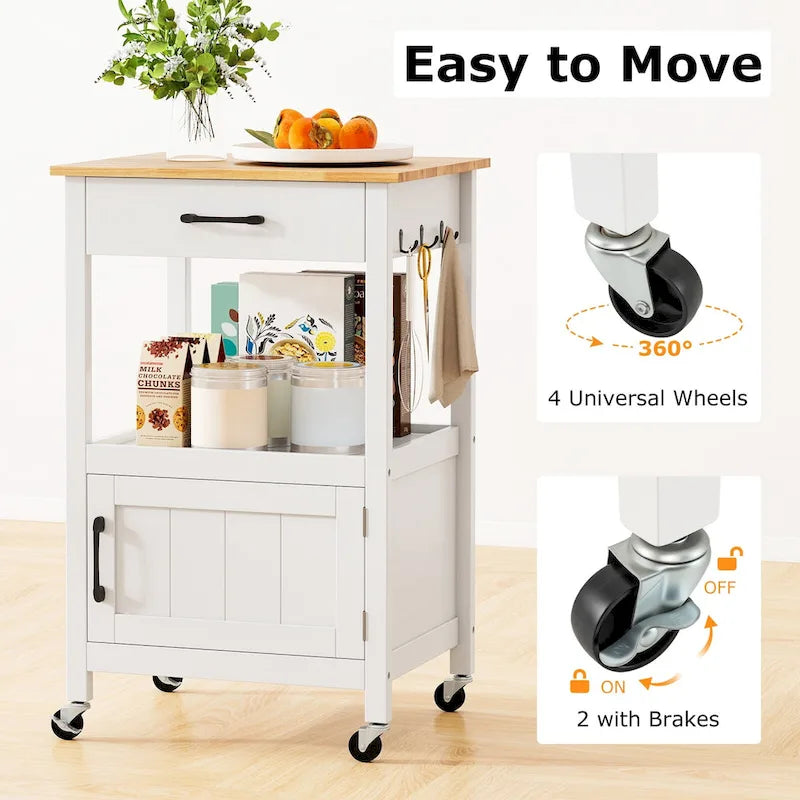 Small Kitchen Island on Wheels Mobile Trolley Cart Barn Door