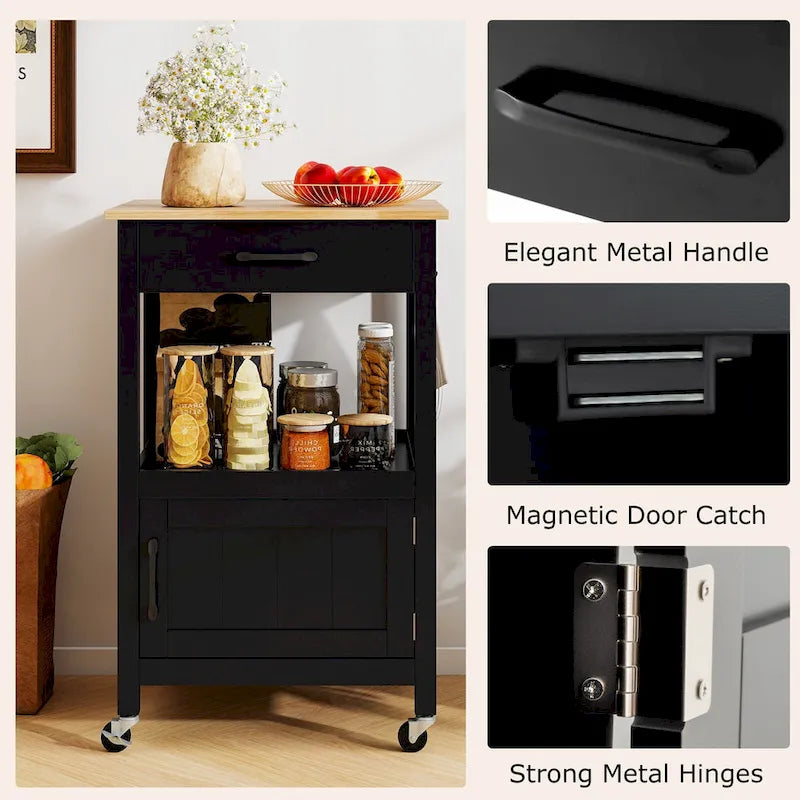 Small Kitchen Island on Wheels Mobile Trolley Cart Barn Door