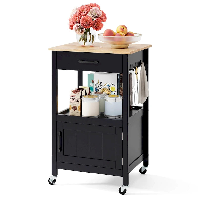 Small Kitchen Island on Wheels Mobile Trolley Cart Barn Door