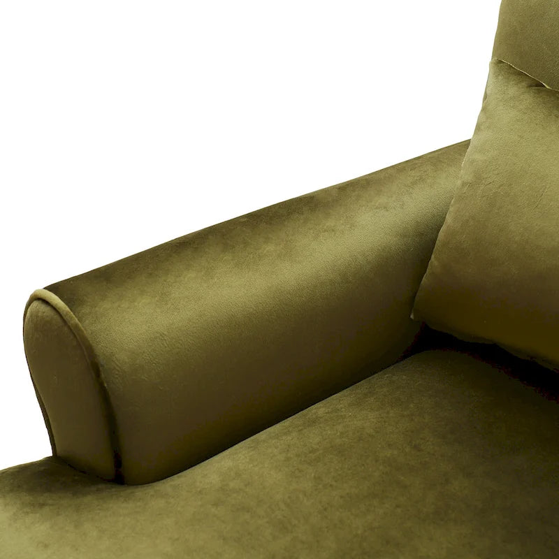 Nowoczesny fotel dekoracyjny z aksamitu o szerokości 37.8, z ergonomicznym podparciem lędźwiowym i nogami w stylu antycznych rzymskich kolumn