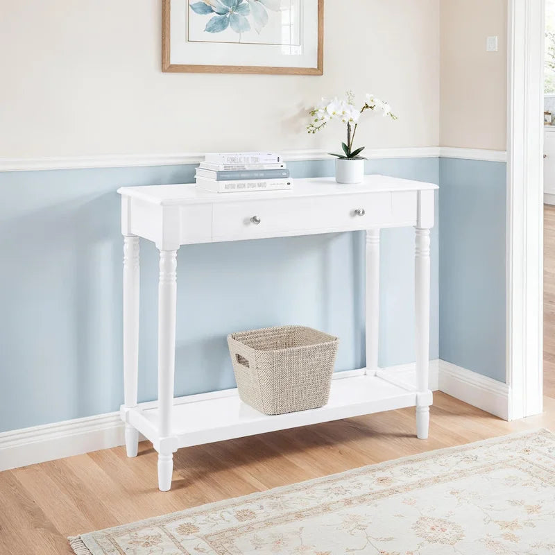 Convenience Concepts French Country Manor No Tools 1 Drawer Hall Entryway Table with Shelf