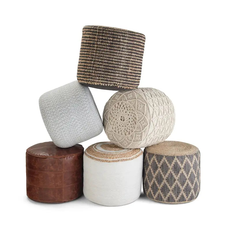 Pouf rotondo intrecciato a treccia