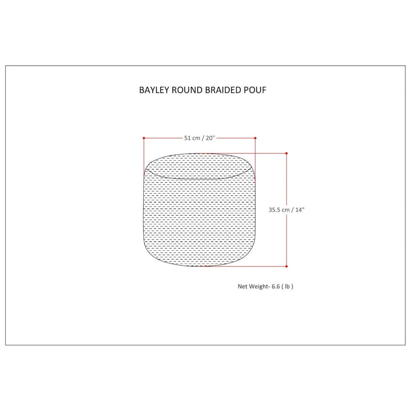 Pouf rotondo intrecciato a treccia