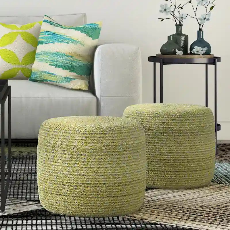 Pouf rotondo intrecciato a treccia