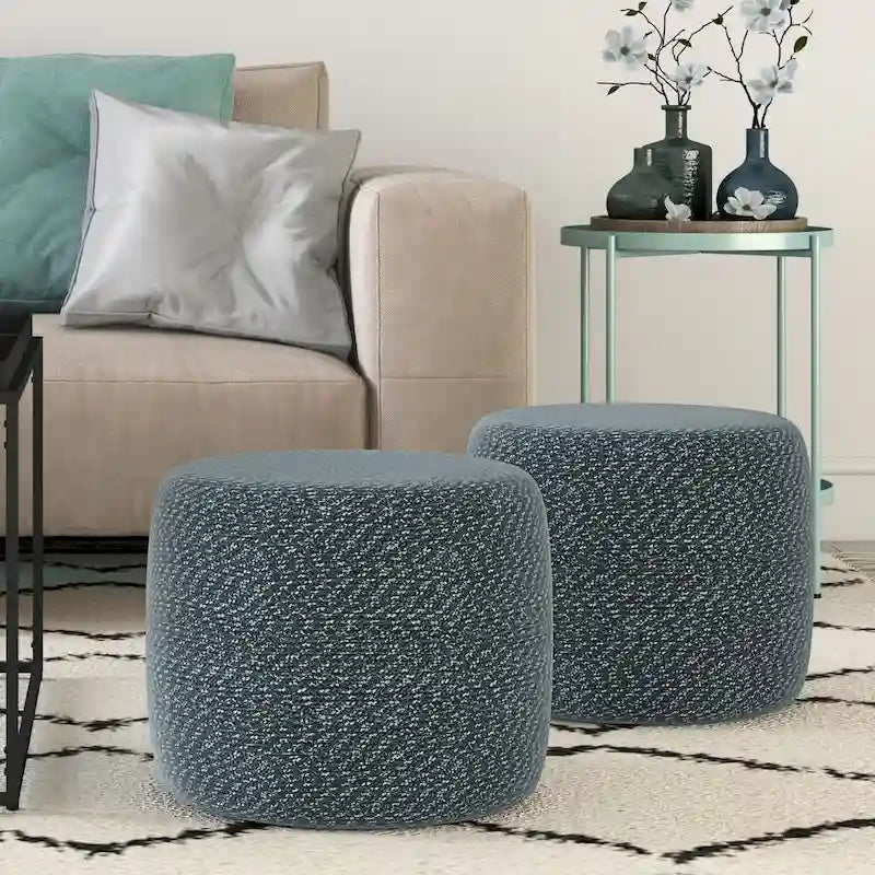 Pouf rotondo intrecciato a treccia