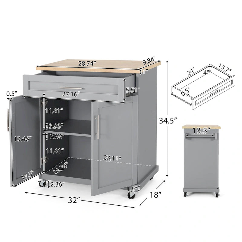 Indoor kitchen cart with wheels