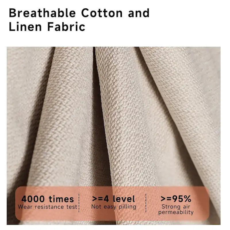 Modern 3-Seat Upholstered Cotton Linen Sofa,Beige