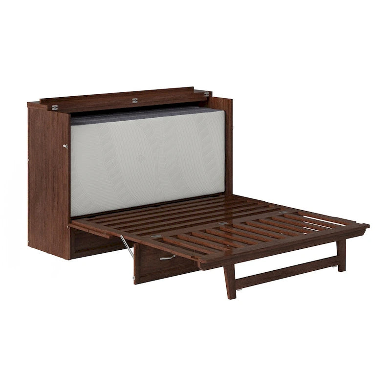"Murphy bed" (wall bed) unit (includes mattress), burnt amber color