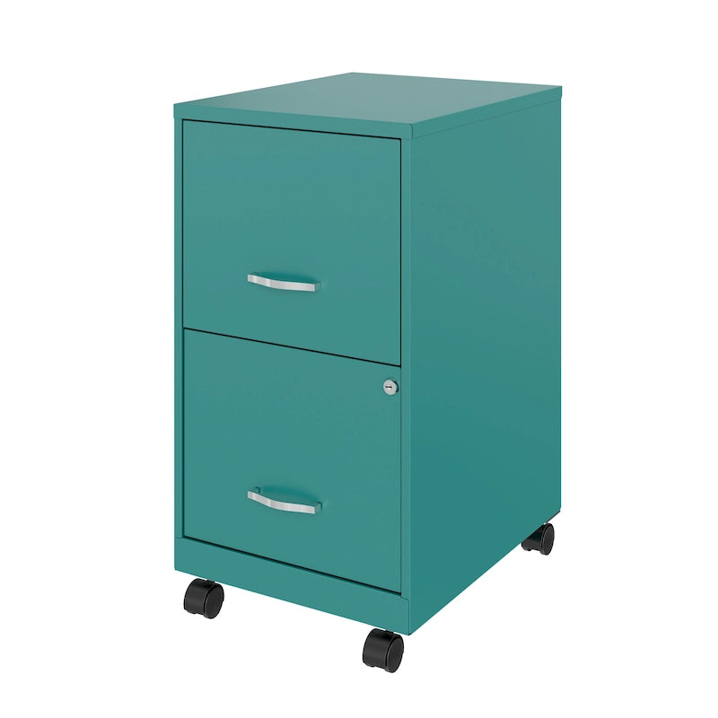 2 Drawer Mobile Smart Vertical File Cabinet, Teal