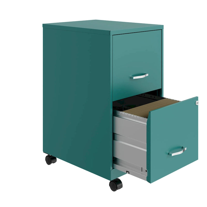 Schedario verticale mobile intelligente a 2 cassetti, verde petrolio