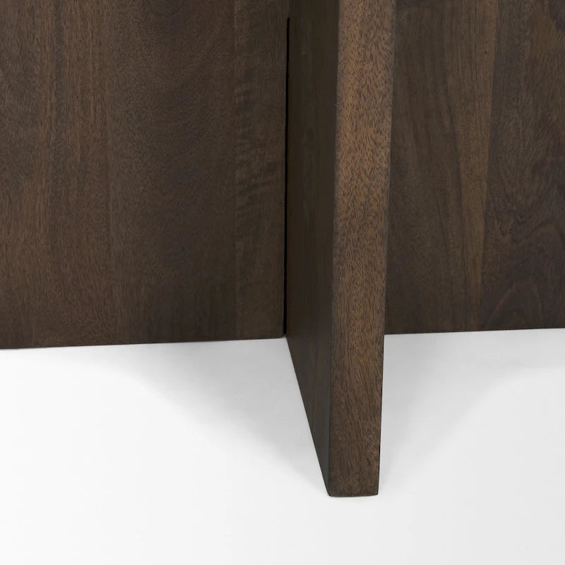 Tavolino d'accento rotondo in legno marrone scuro con marmo - 22.0L x 22.0W x 22.0H