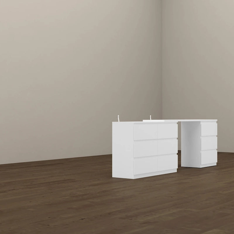 Office Desk: Expandable & Convertible with Ample Drawer Space Dresser