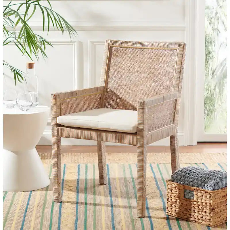 Coastal-Style Leisure Chair (with Cushion) - 22.8" W x 22.4" L x 34.6" H - 23" W x 22" D x 35" H