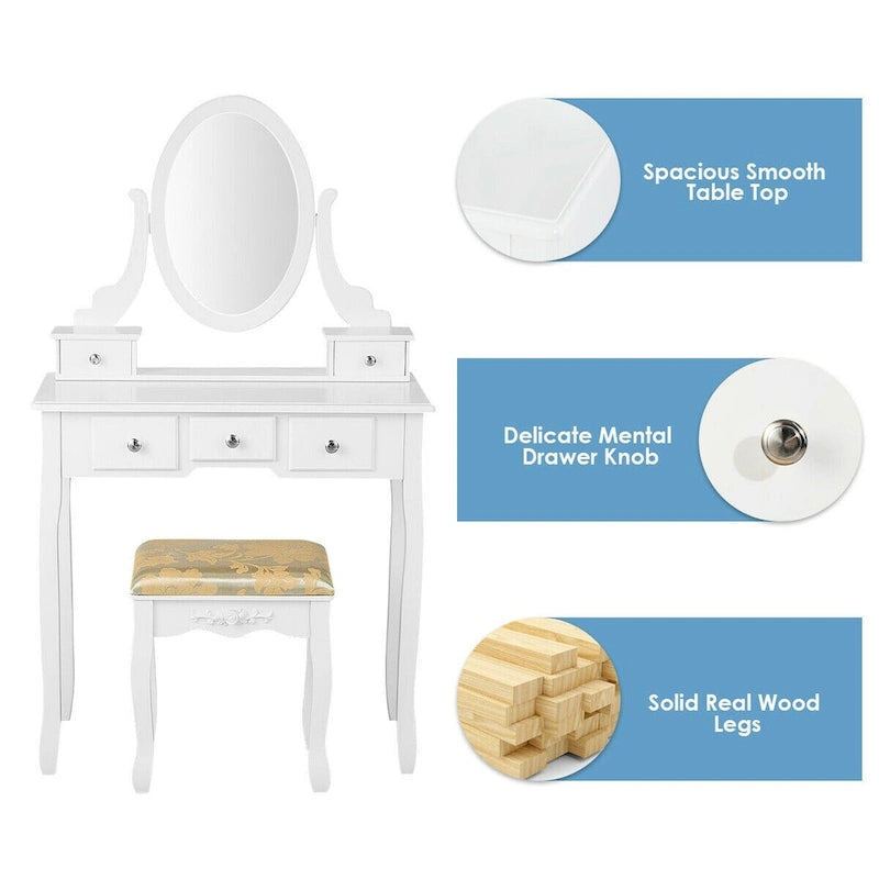 Vanity Table Dressing Table 5 Make Up Table Stool