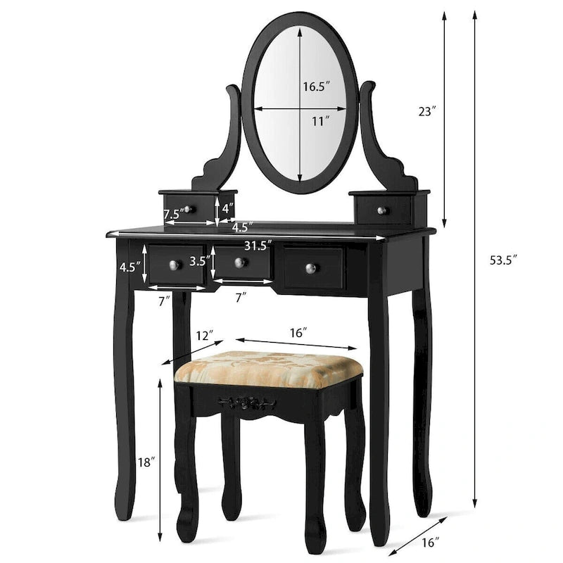 Vanity Table Dressing Table 5 Make Up Table Stool