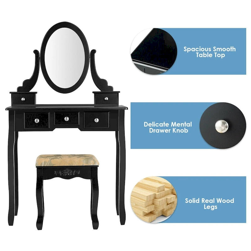 Vanity Table Dressing Table 5 Make Up Table Stool