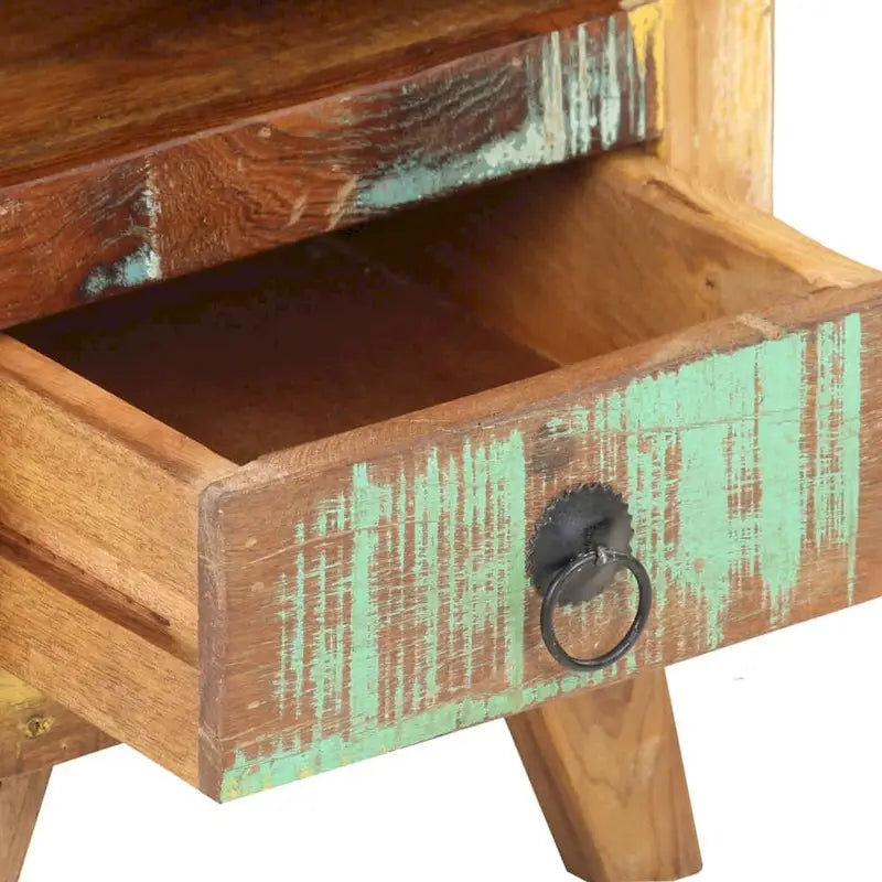 Cabinet Nightstand Side End Table with Solid Wood Legs for Bedroom - 11.8 x 11.8 x 16.1