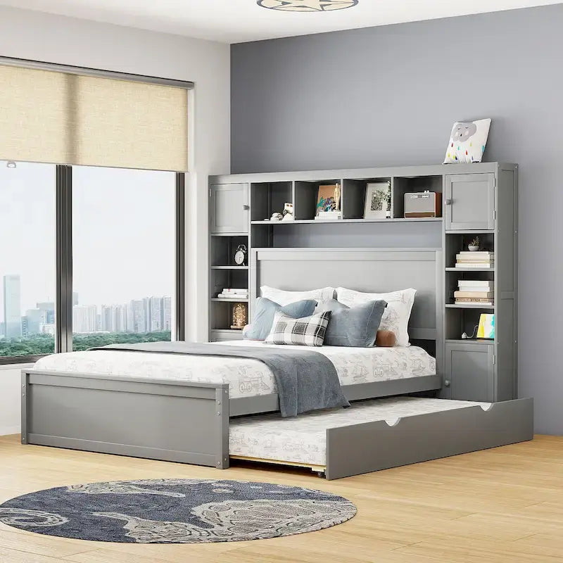 Letto in legno matrimoniale Queen con mobiletto tutto in uno