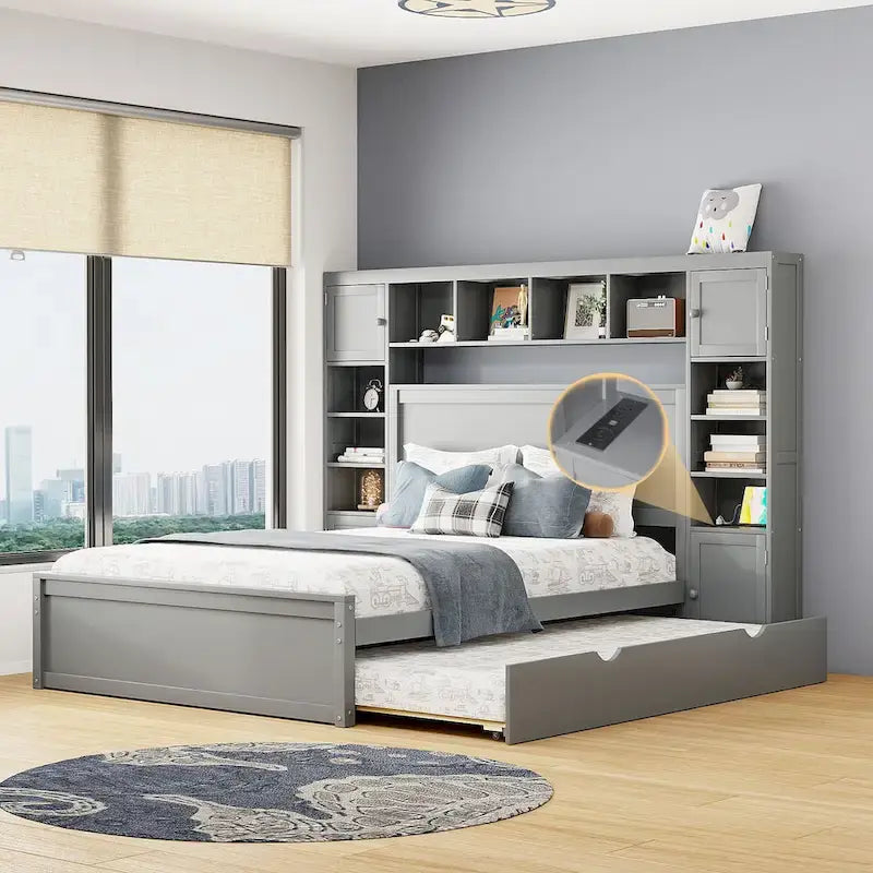Letto in legno matrimoniale Queen con mobiletto tutto in uno