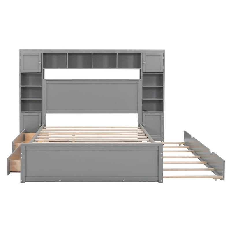 Letto in legno matrimoniale Queen con mobiletto tutto in uno