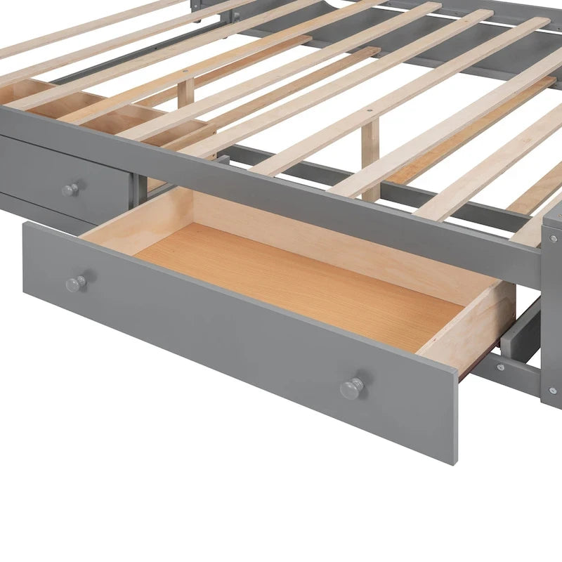 Letto in legno matrimoniale Queen con mobiletto tutto in uno