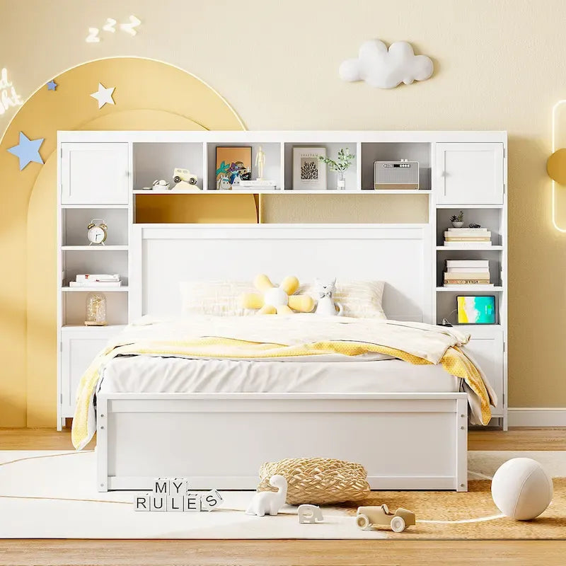 Letto in legno matrimoniale Queen con mobiletto tutto in uno