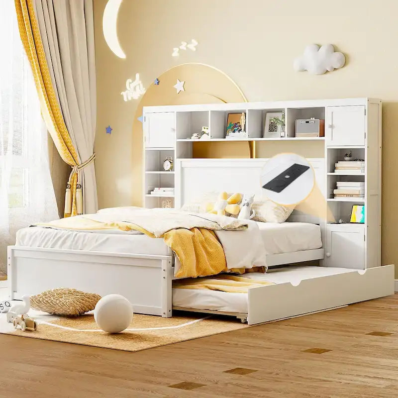 Letto in legno matrimoniale Queen con mobiletto tutto in uno