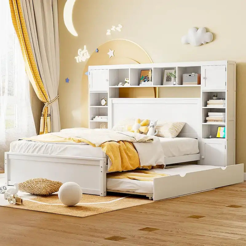 Letto in legno matrimoniale Queen con mobiletto tutto in uno