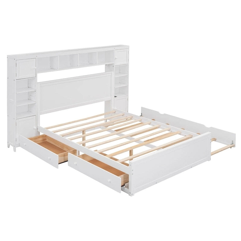 Letto in legno matrimoniale Queen con mobiletto tutto in uno