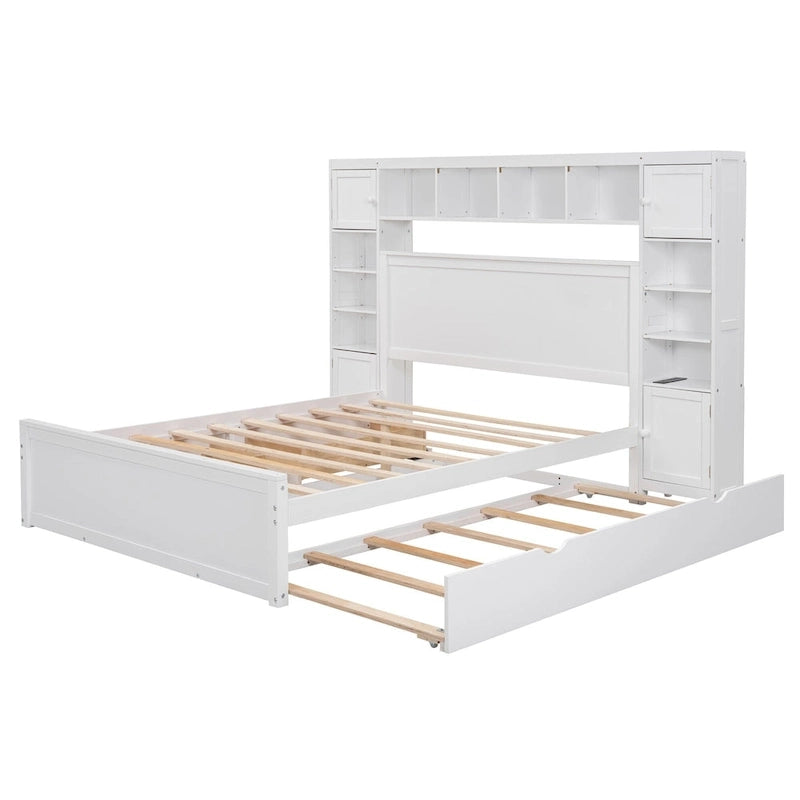 Letto in legno matrimoniale Queen con mobiletto tutto in uno