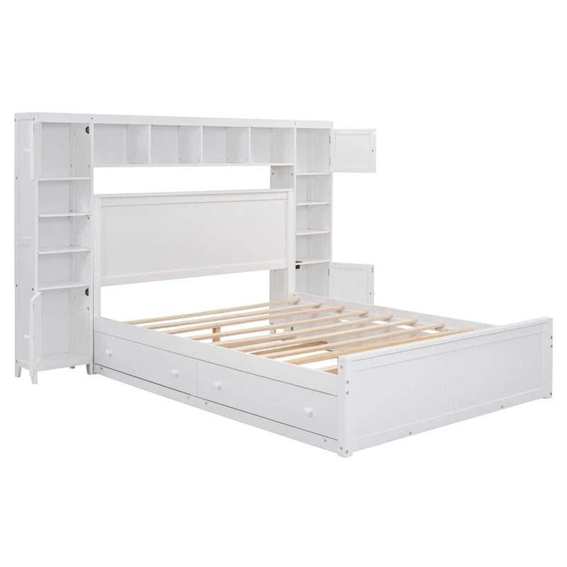 Letto in legno matrimoniale Queen con mobiletto tutto in uno