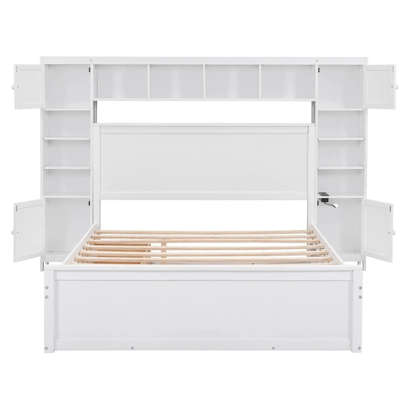 Letto in legno matrimoniale Queen con mobiletto tutto in uno