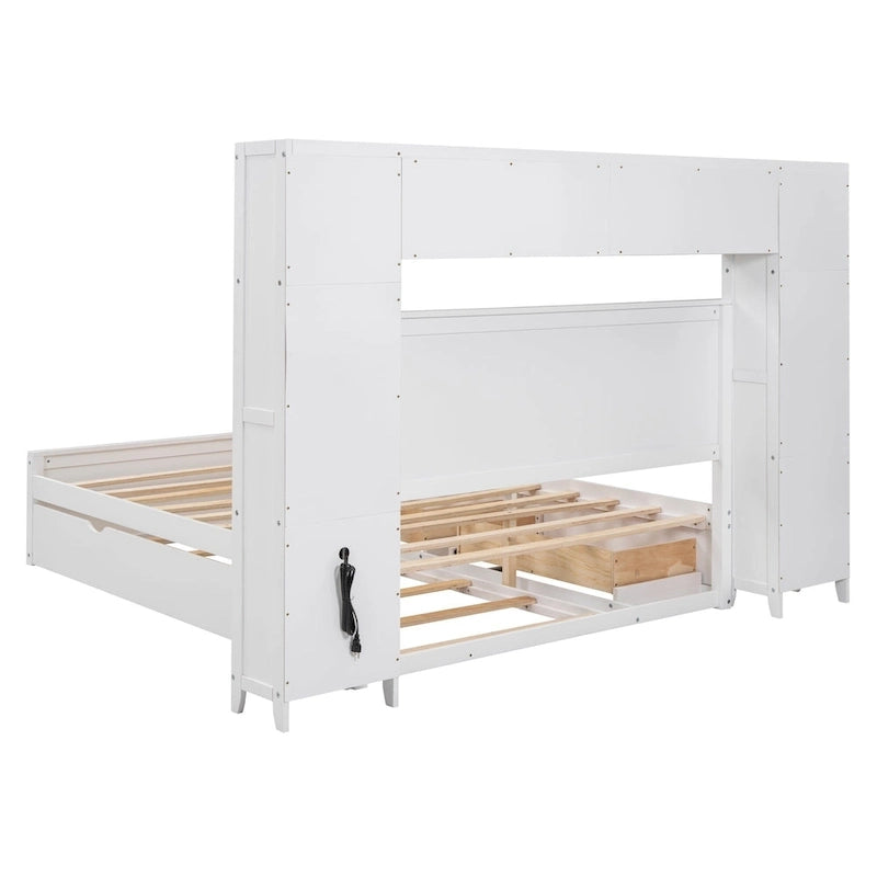 Letto in legno matrimoniale Queen con mobiletto tutto in uno