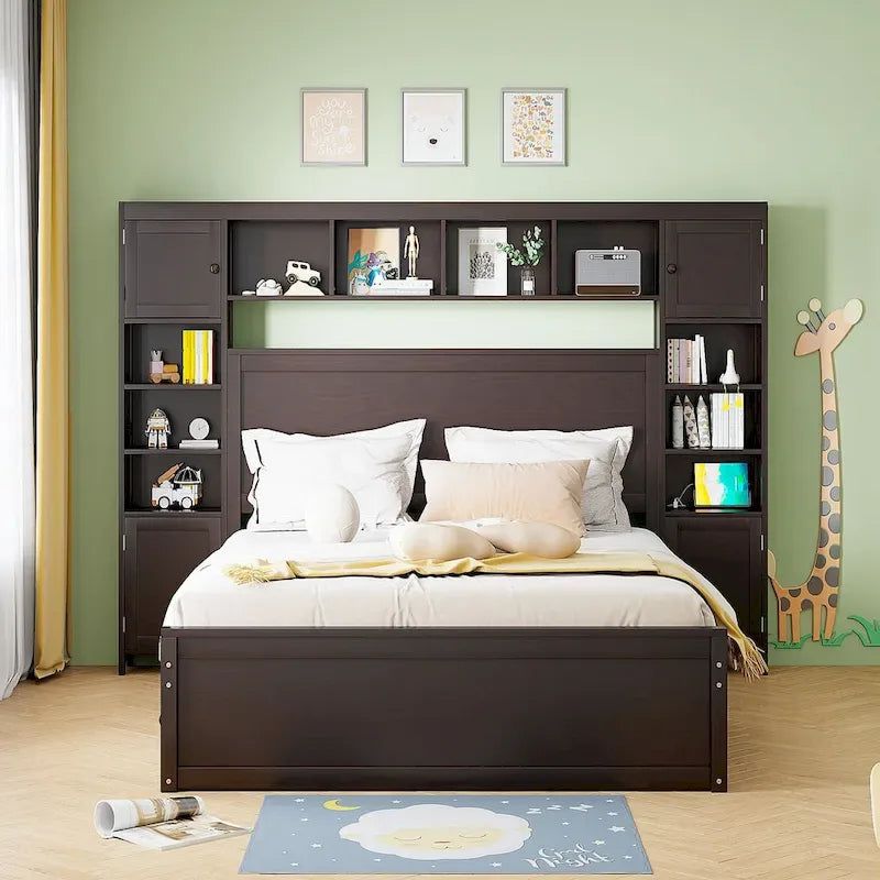 Letto in legno matrimoniale Queen con mobiletto tutto in uno
