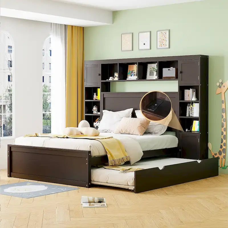 Letto in legno matrimoniale Queen con mobiletto tutto in uno