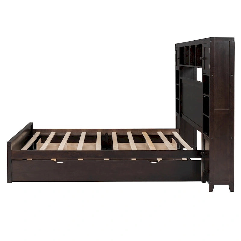 Letto in legno matrimoniale Queen con mobiletto tutto in uno