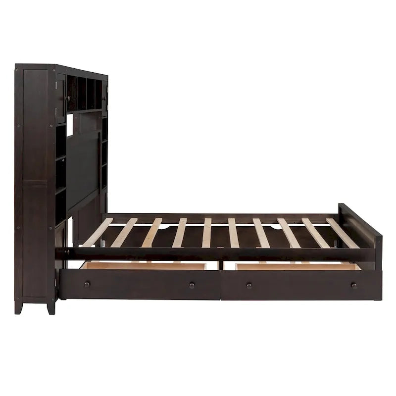 Letto in legno matrimoniale Queen con mobiletto tutto in uno