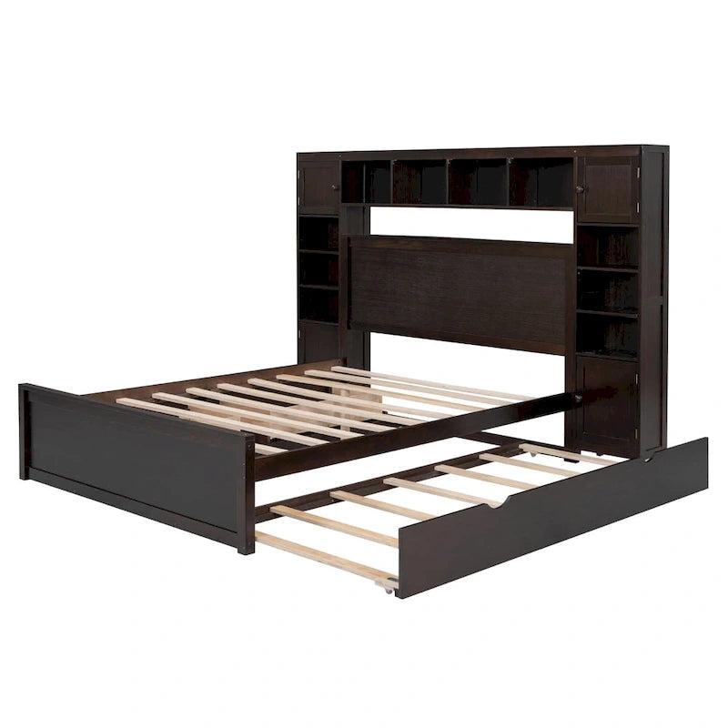 Letto in legno matrimoniale Queen con mobiletto tutto in uno
