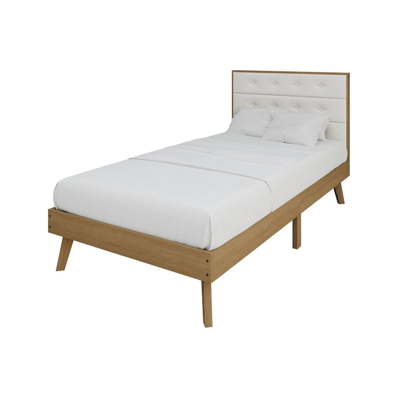 Mid-Century Wooden Platform Bed