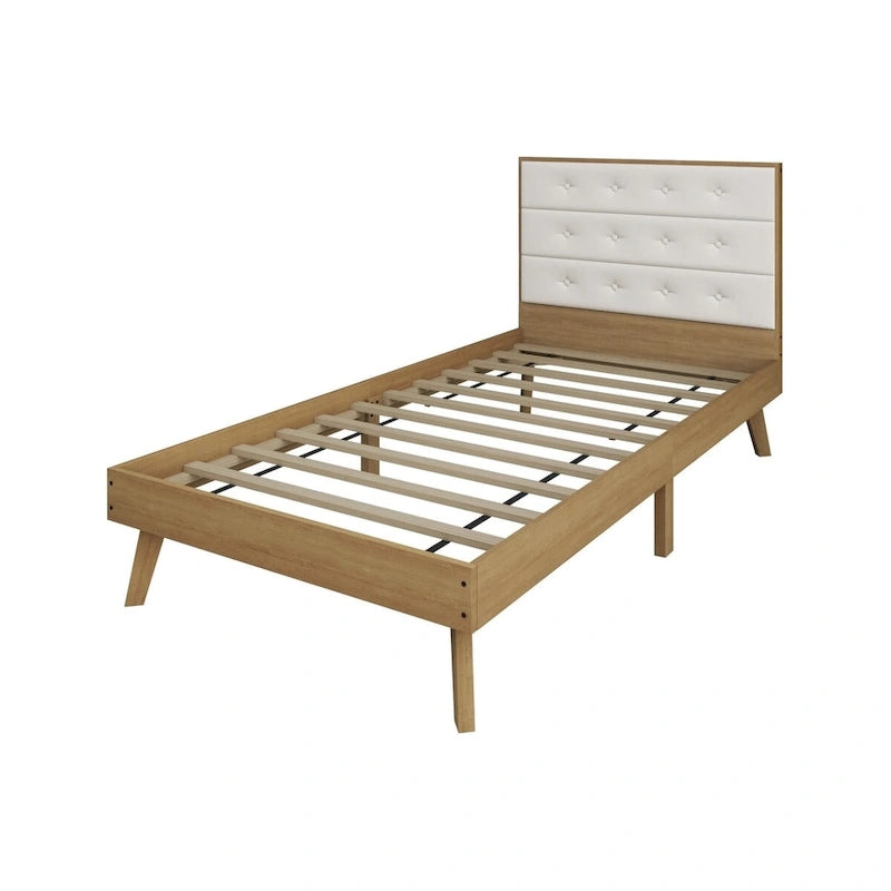 Mid-Century Wooden Platform Bed