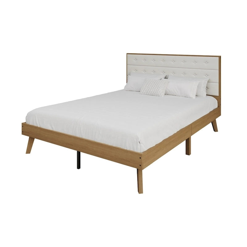 Mid-Century Wooden Platform Bed