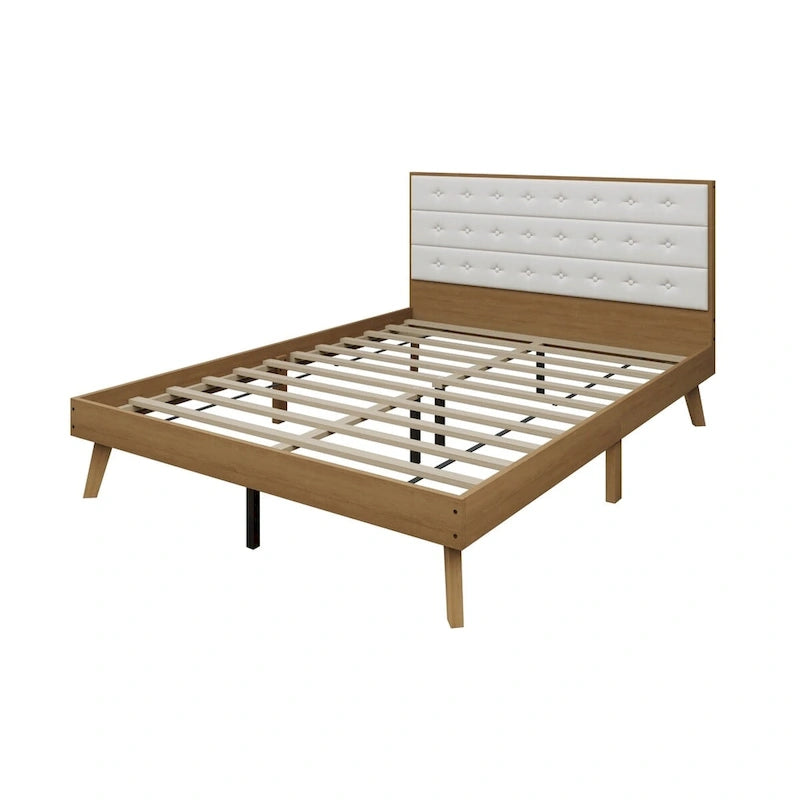 Mid-Century Wooden Platform Bed