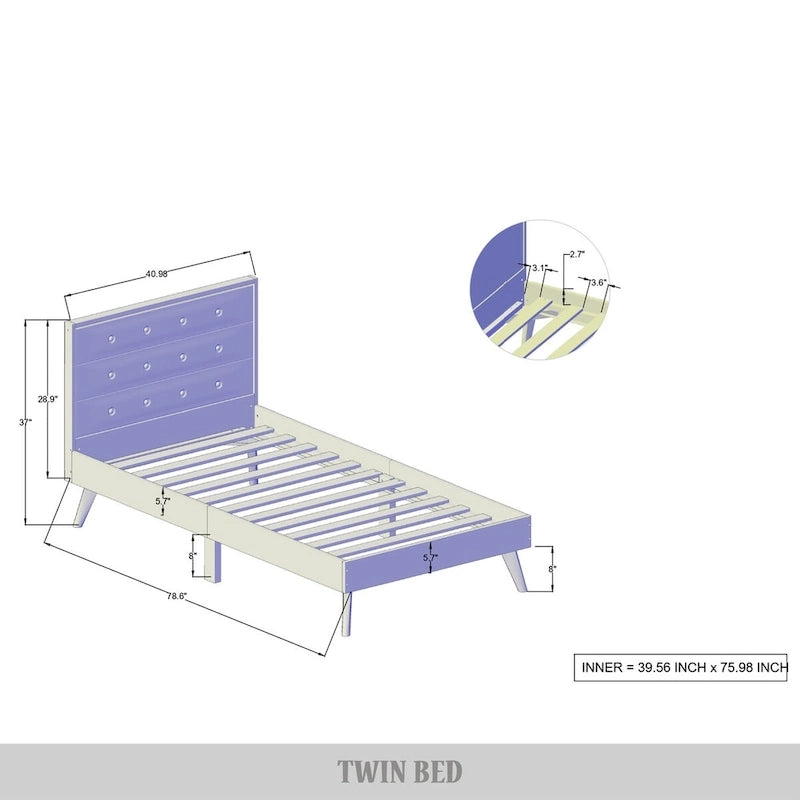 Mid-Century Wooden Platform Bed