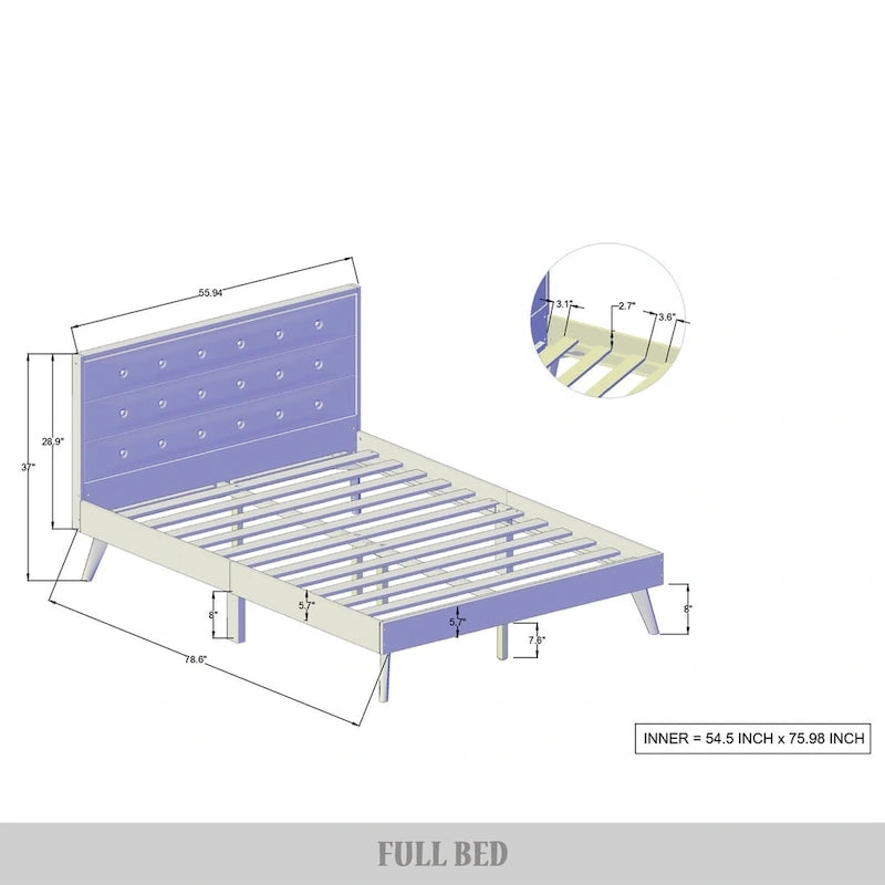 Mid-Century Wooden Platform Bed